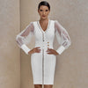 Elegante Witte Bodycon Jurk met V-Hals - Autumn Winter Collection