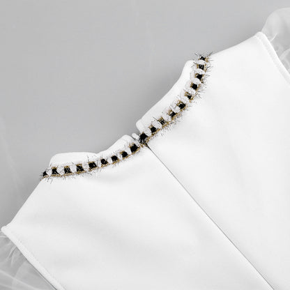 Elegante Witte Bodycon Jurk met V-Hals - Autumn Winter Collection