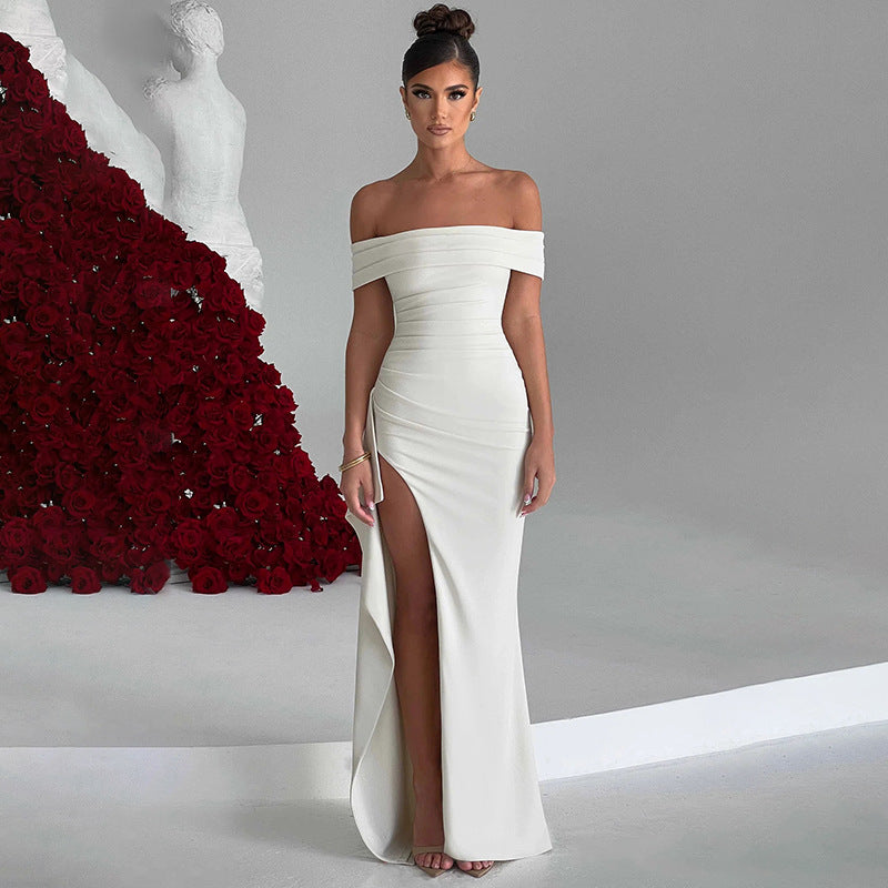 Elegante Split Midi Jurk - Sleeveless High Waist