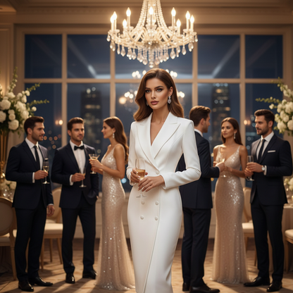 Blazer jurk met dubbele rij knopen in Beige