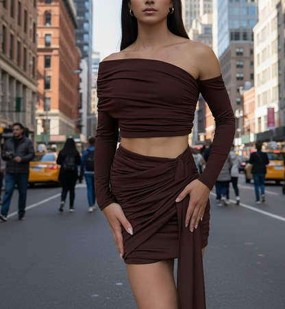 Damesschouderrok met lange mouwen