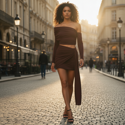 Damesschouderrok met lange mouwen