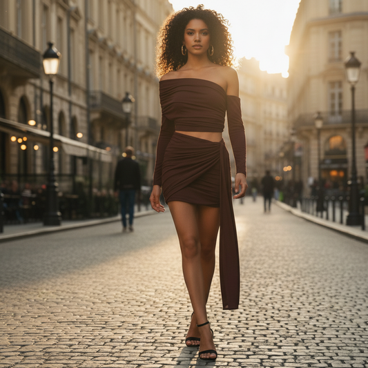 Damesschouderrok met lange mouwen