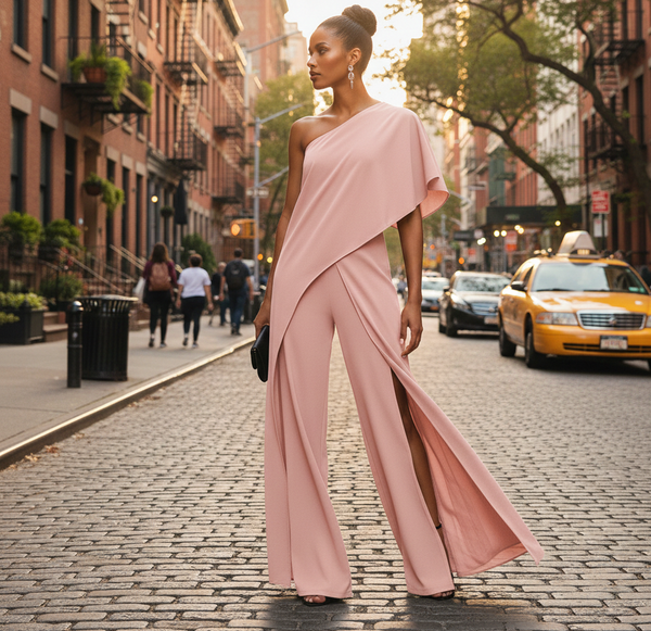 Elegante One-Shoulder Maxi Jurk - Europese Stijl