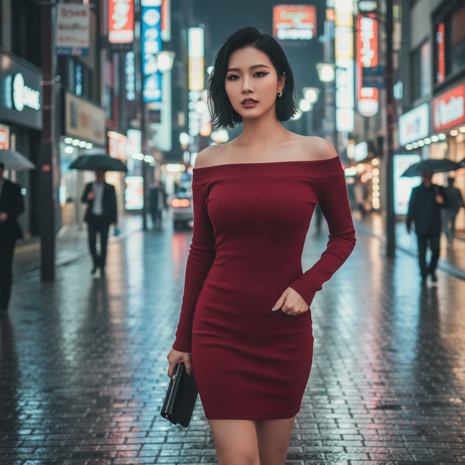 Sexy Off-Shoulder Bodycon Jurk met Lange Mouwen rood