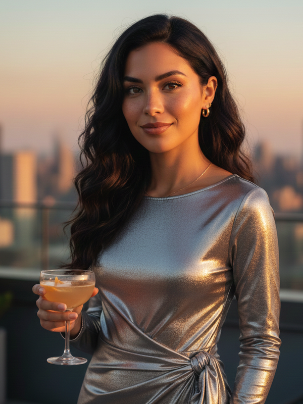 Elegante Metallic Bodycon Jurk - Lange Mouwen