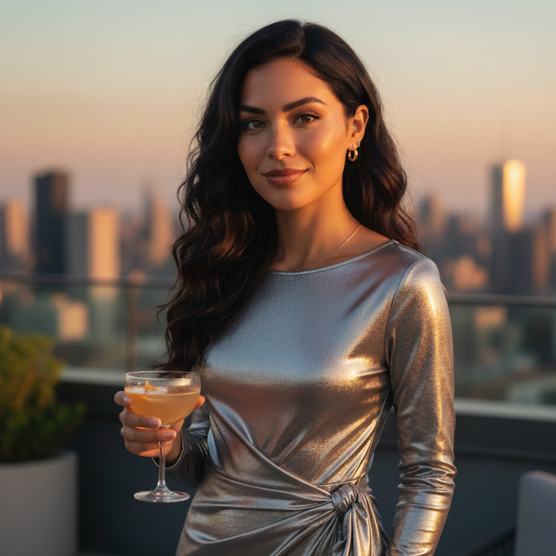 Elegante Metallic Bodycon Jurk - Lange Mouwen