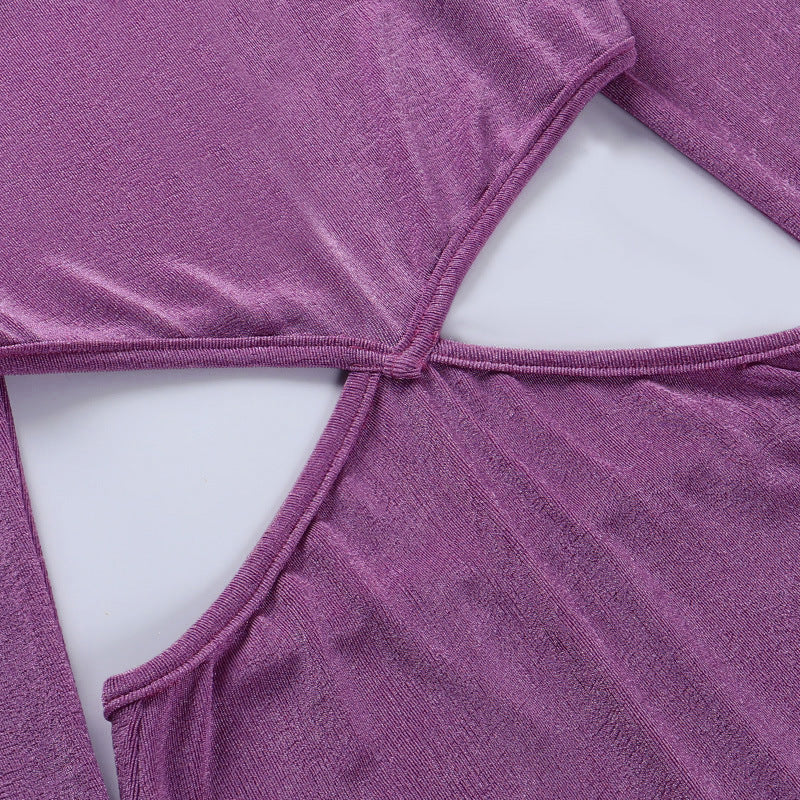 Sexy Backless Bandage Jurk - Hollow-Out Mini Jurk met Lange Mouwen