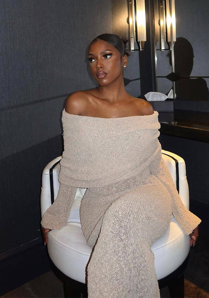 Luxe One-Shoulder Gebreide Maxi Jurk - Beach Resort & Avond