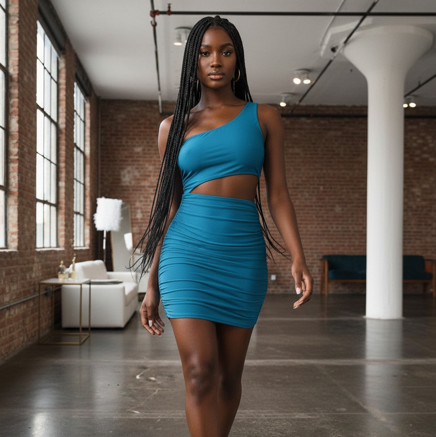 Blauw dress New York - Zwart model