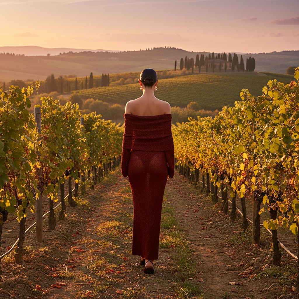 Bordeaux off-shoulder jurk Toscane