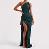 Elegante One-Shoulder Satijnen Jurk - Backless met Split