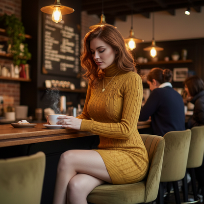 Gele jurk New York café