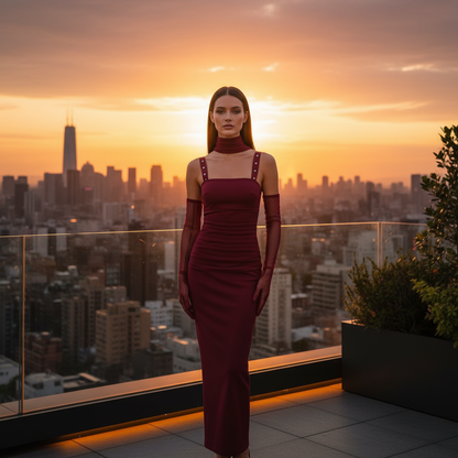 Elegante Mesh Oversleeve Jurk - Herfst Winter Collectie