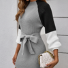 Casual Gebreide Jurk met Kleurcontrast
