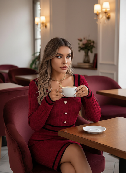 Burgundy Sweater Dress - Café