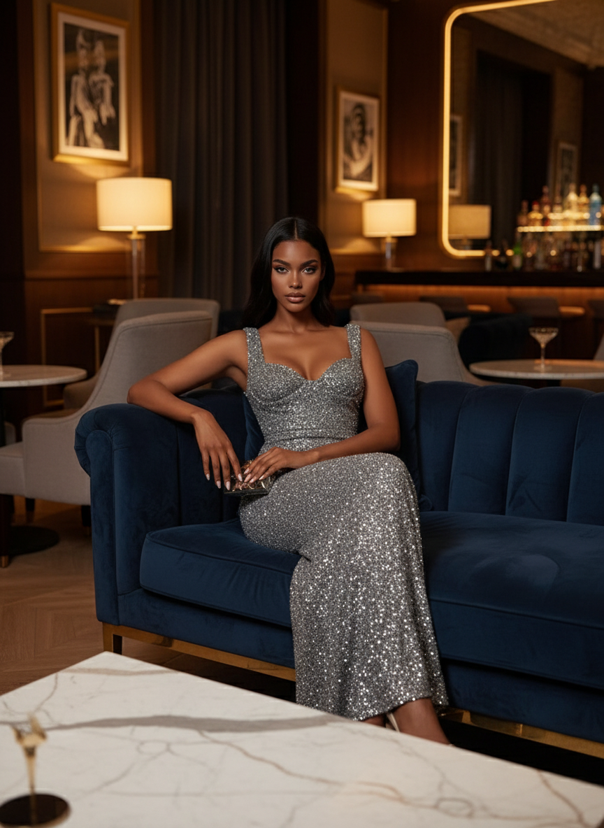 Gray Sequin Dress - Cocktail Lounge