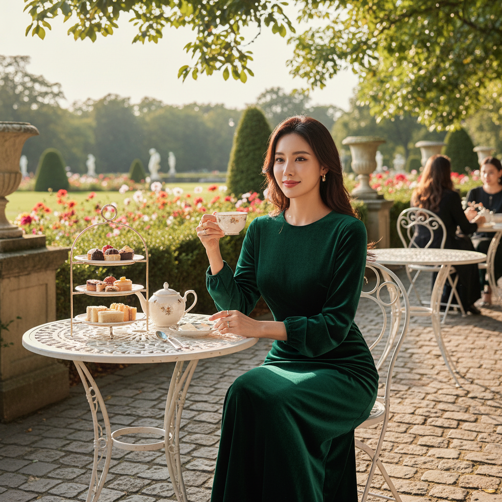 Groene jurk - Cafe Terrace