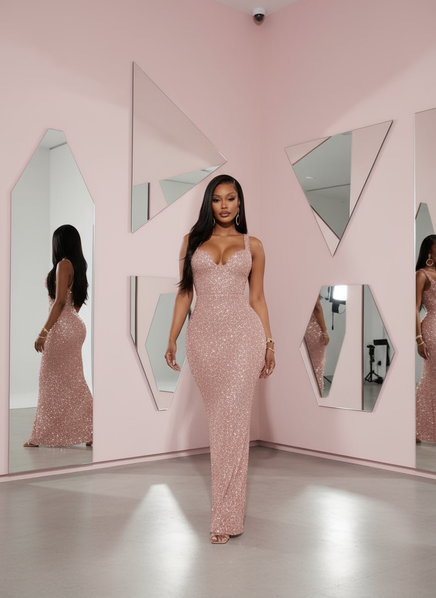 Pink Sequin Dress - Minimalist Space