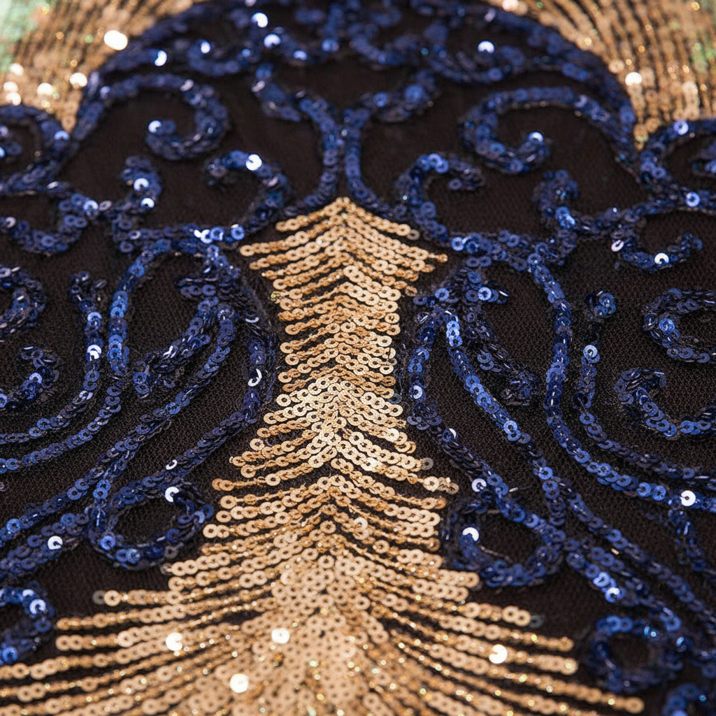 Detail zwarte avondjurk