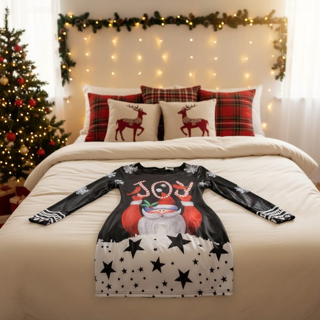 Kerst jurk op bed