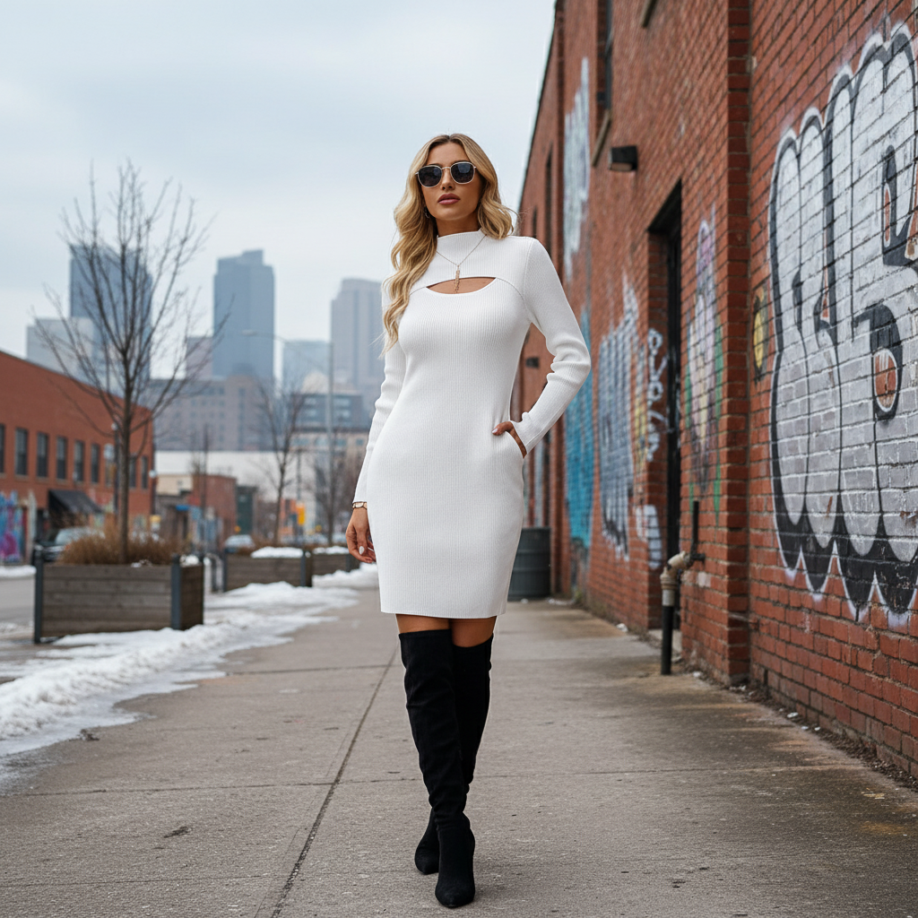 Knitwear jurk - city street