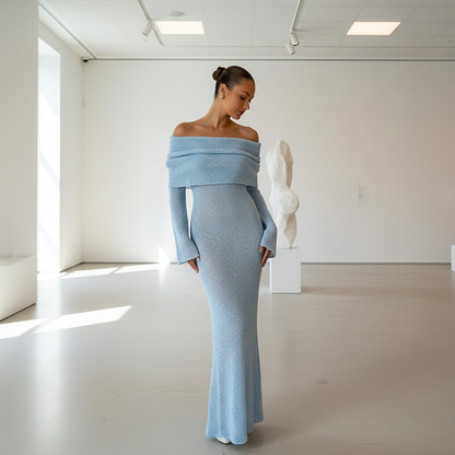 Lichtblauwe off-shoulder jurk Kopenhagen