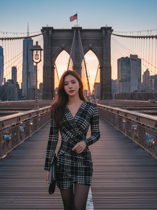 Elegante Lange Mouw Mini Jurk - Herfst/Winter