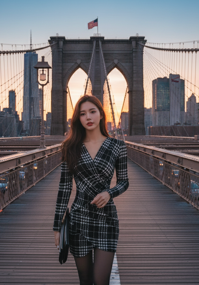 Elegante Lange Mouw Mini Jurk - Herfst/Winter