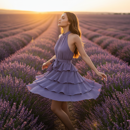 Paarse halter jurk Provence