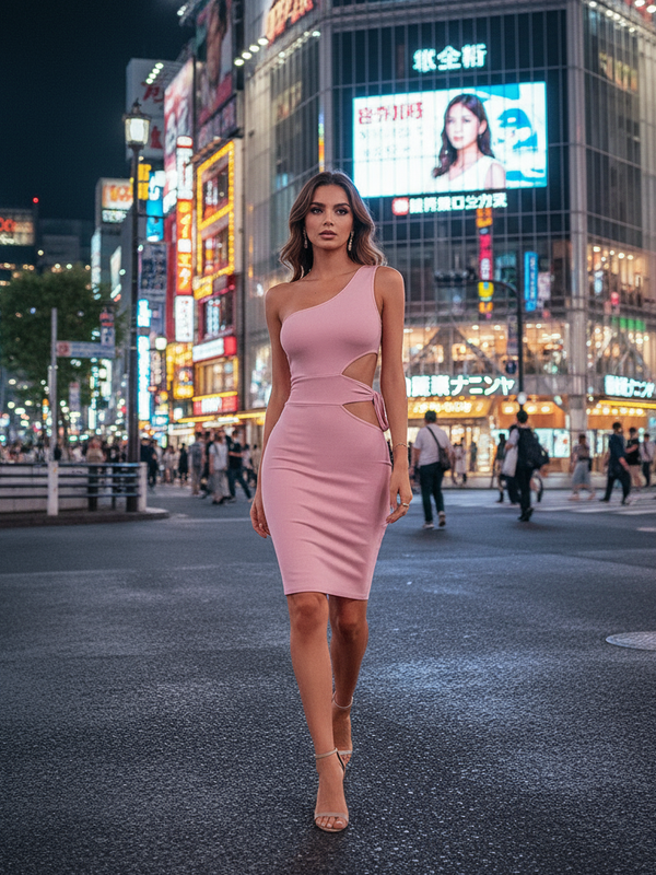 Elegante Asymmetrische Bandage Jurk - Sexy Bodycon met Bandjes