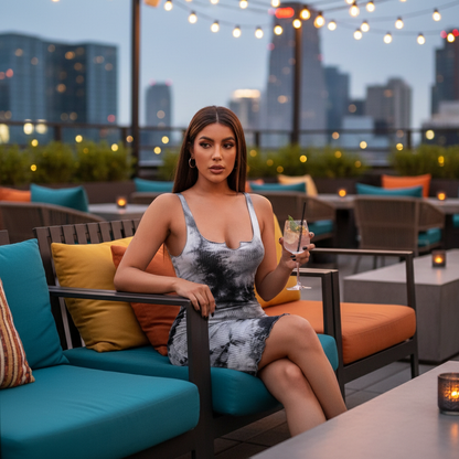 Tie-dye jurk - rooftop lounge