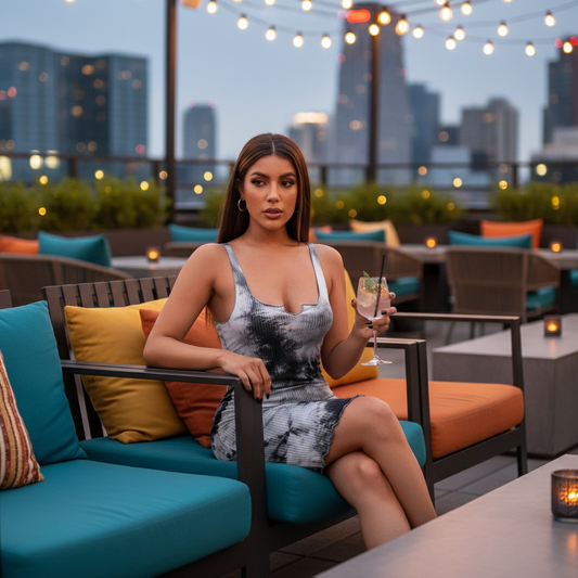 Tie-dye jurk - rooftop lounge