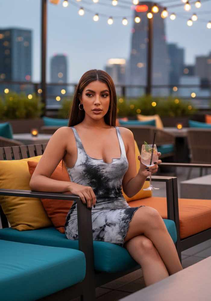 Tie-Dye Bodycon Halter Jurk - Sexy Slim-Fit Print