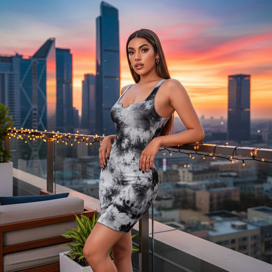 Tie-dye jurk - rooftop railing