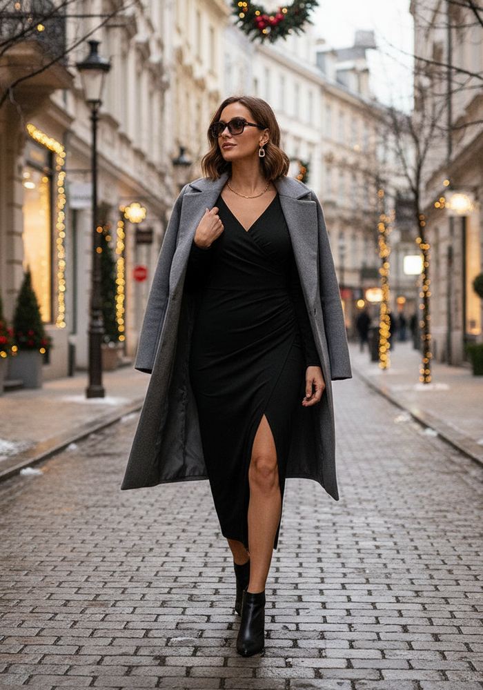 Elegante V-Hals Jurk - Sexy Herfst Winter Lange Mouwen