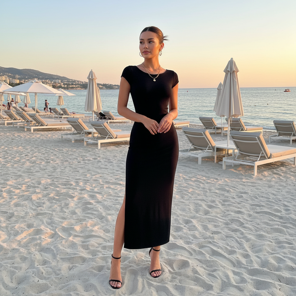 Zwarte jurk - Marbella strand