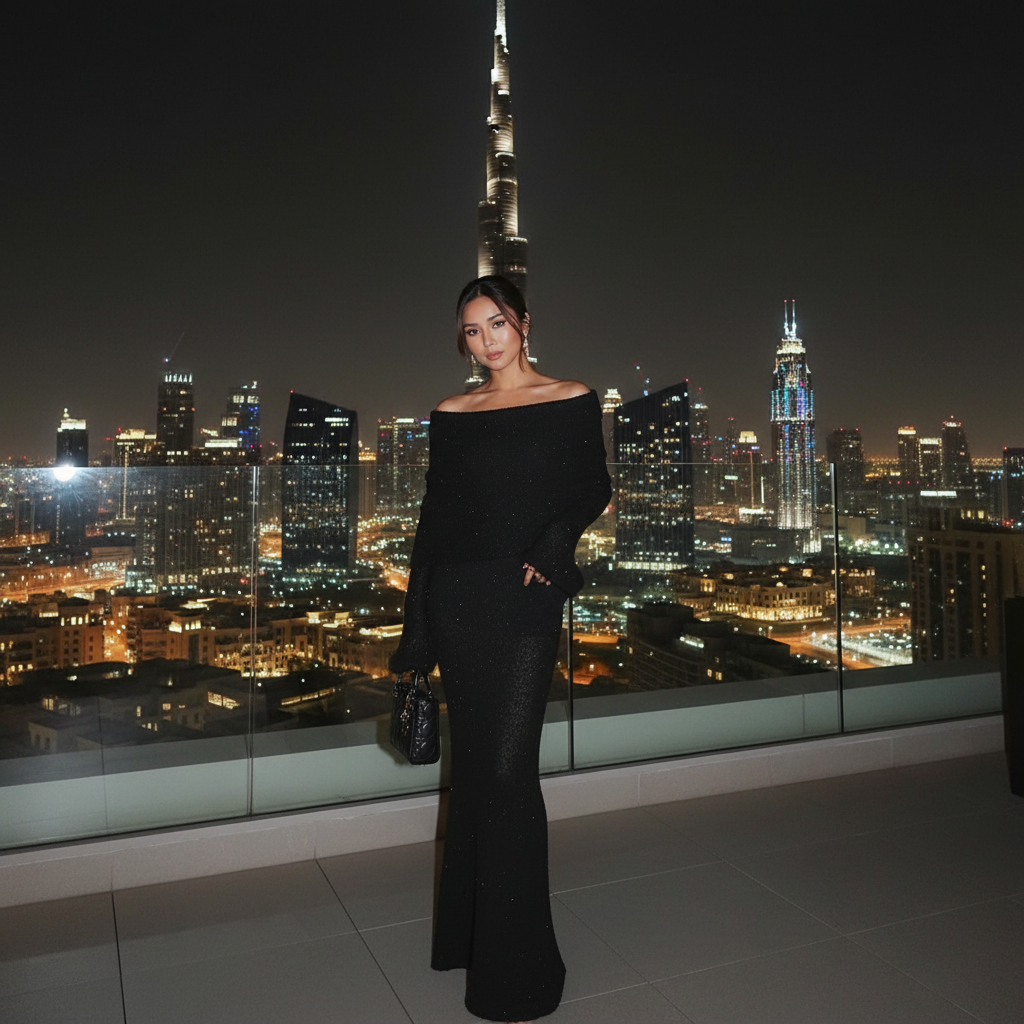 Zwarte off-shoulder jurk Dubai